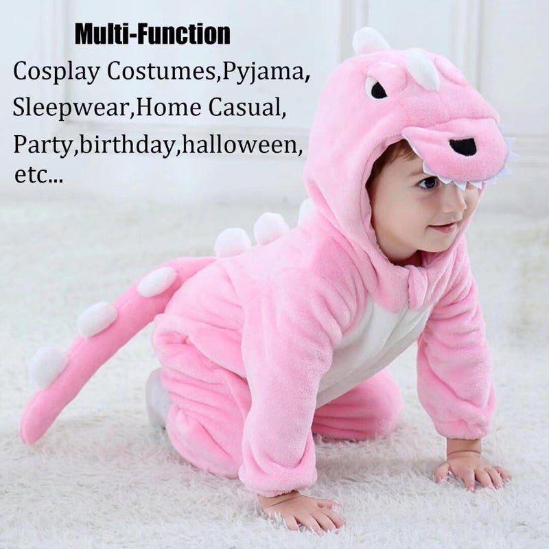 OLLULL Baby Pink Dinosaur Costumes Unisex Toddler Outfit Halloween Dress Up Romper 12-18 Months - Image 3